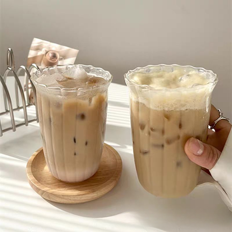 Vertical Texture Transparent Glass Cup Vertical Striped Glass Cup Latte  Coffee Cup Household Water Cup - Temu