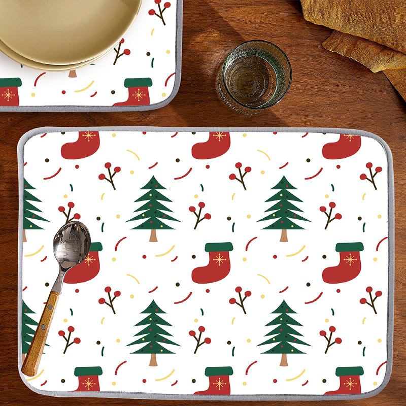 Best Deal for Dish Drying Mat For Kitchen Christmas Tree Countertop