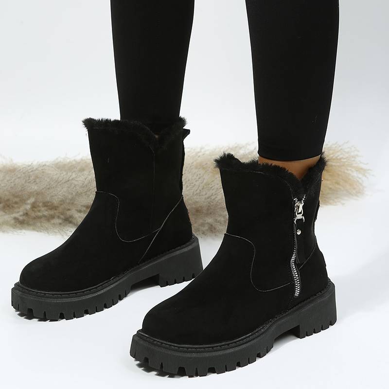 thick plush snow boots women faux suede non slip winter boots woman keep warm padded shoes platform ankle booties 2