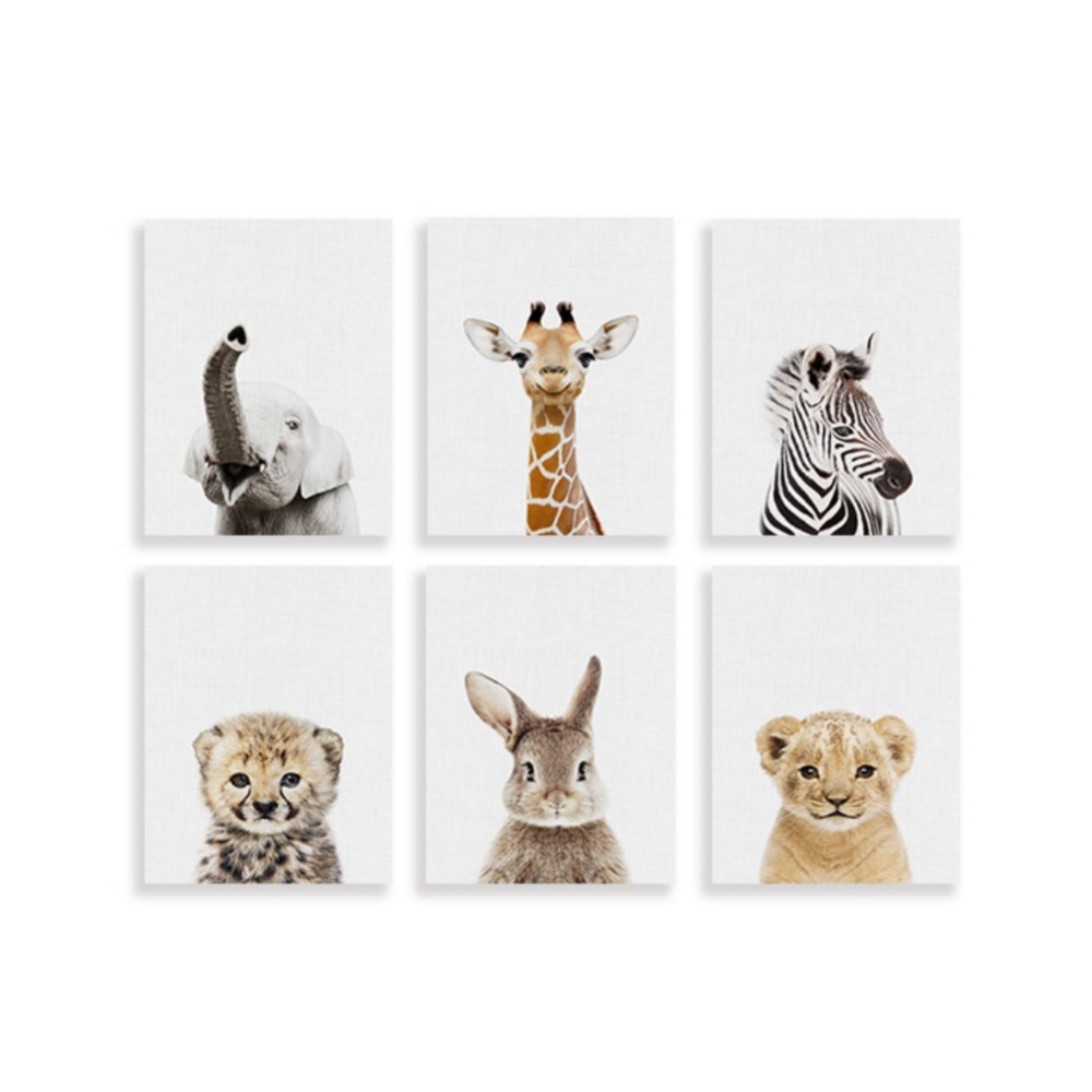 Canvas Poster, Modern Cartoon Art, Baby Room Animal Wall Posters