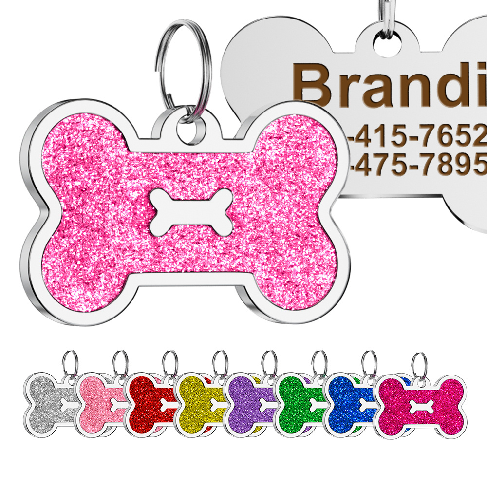Personalized Gold Dog Bone Pet Tag Engraved Dog Tags Custom Pet ID Tags Dog  Bone Personalized Dog Collar Tag Dog Name Tag Engraved Free 