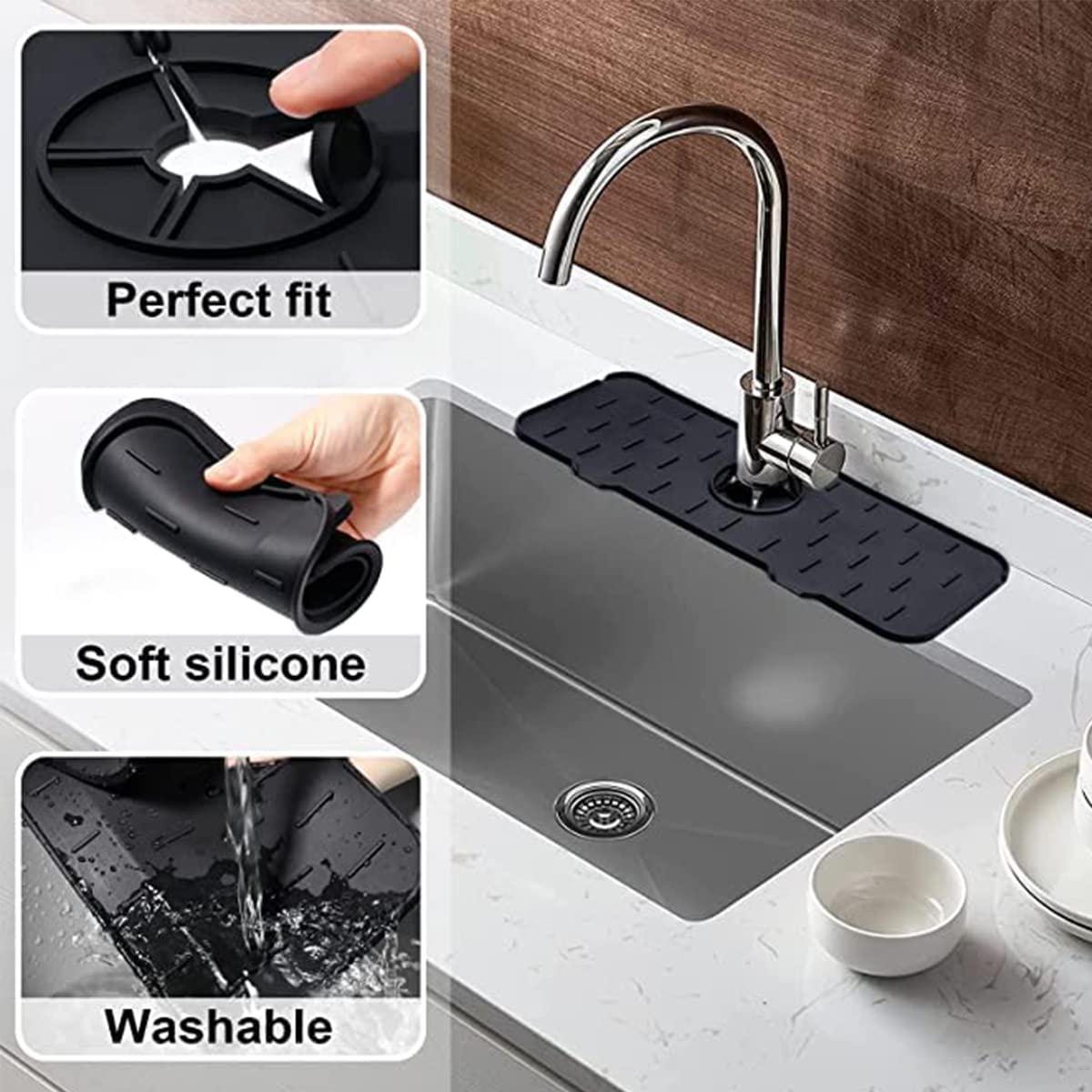 Kitchen Sink Splash Mat Silicone Mud Faucet Absorbent Mats Sink