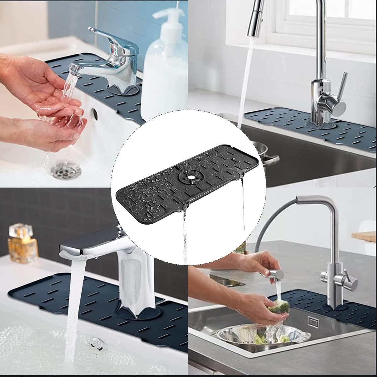 Faucet Splash Guard Drying Mat for Kitchen Sink - Absorbent, Waterproof,  Machine Washable