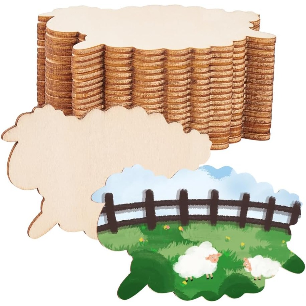 

20pcs Wood Sheep Blank Wood Slices Sheep Shape Wooden Pieces Blank Slices Natural Wood Cutouts For Diy Project Painting Drawing Home Party Decoration Crafts
