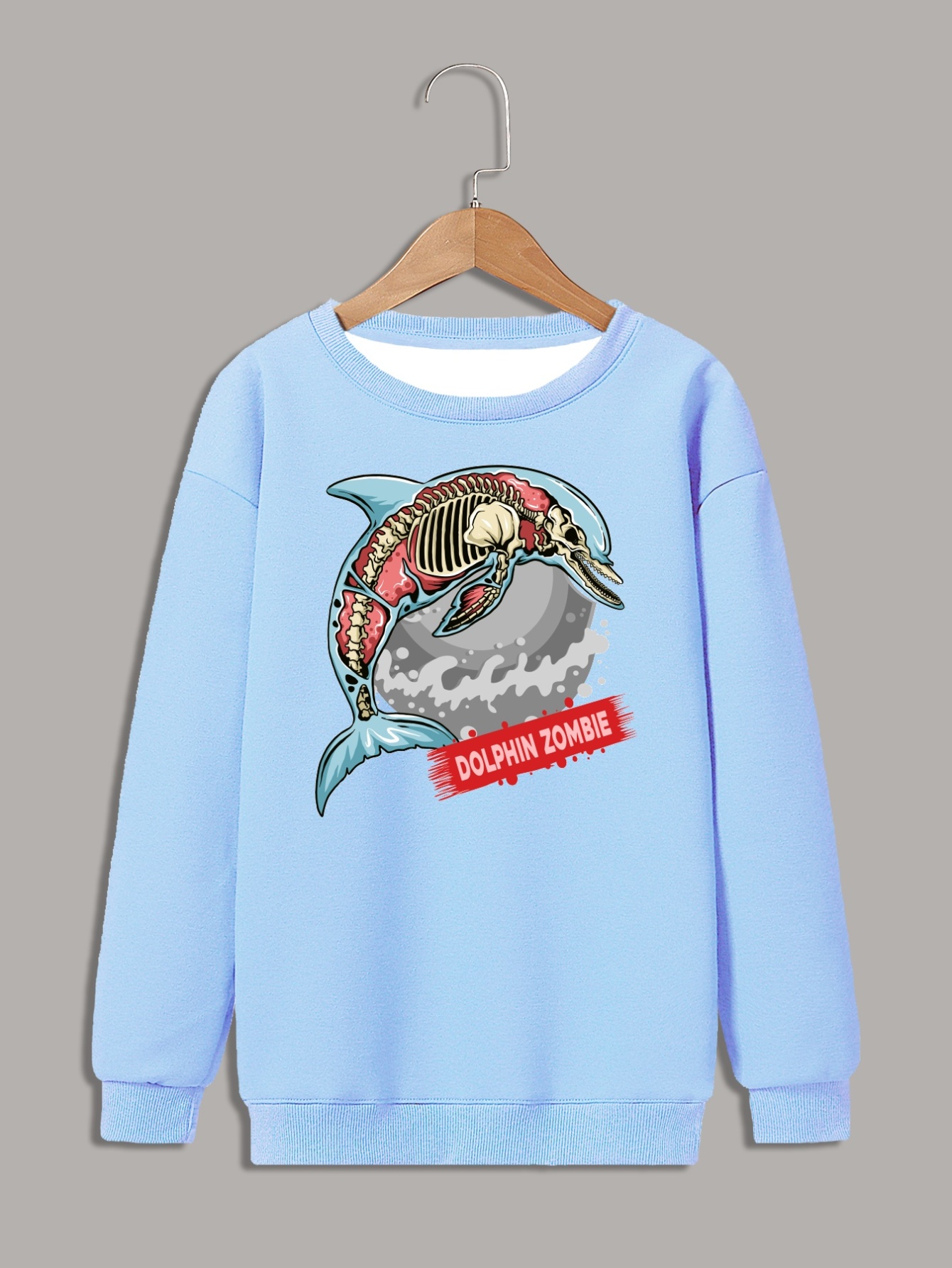 Oversized T-shirt - Light blue/Dolphins - Kids