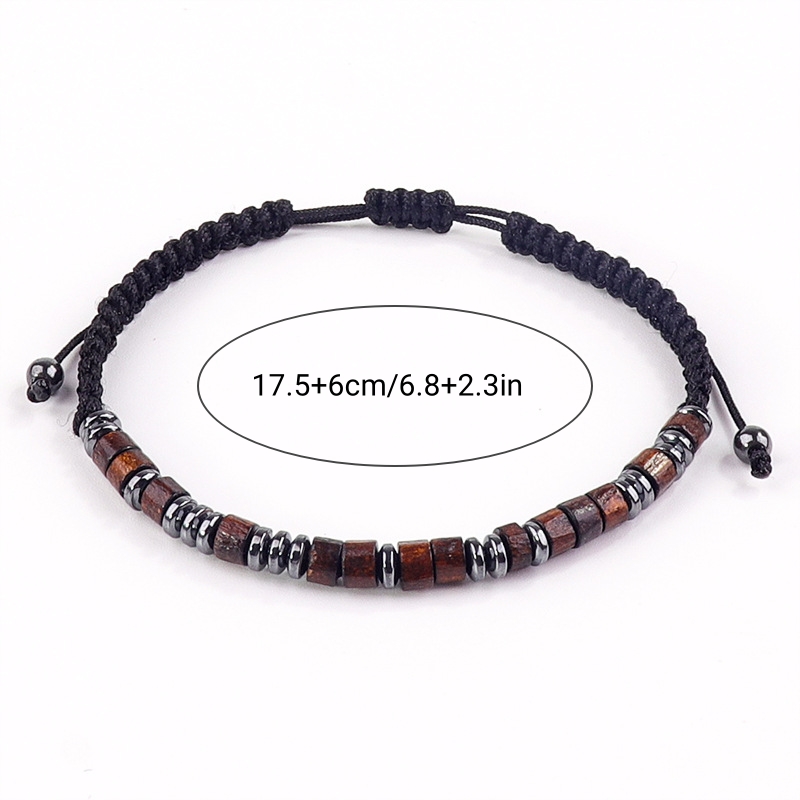 Magnet Wooden Bead Woven Morse Code Bracelet Men - Temu