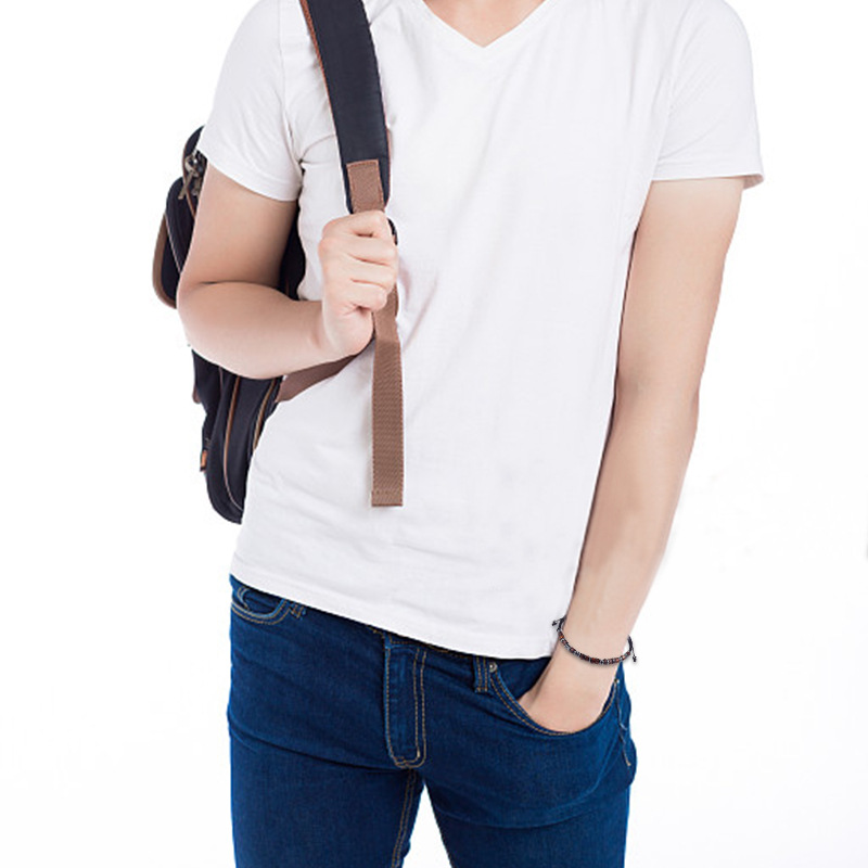 Wooden Bead Woven Morse Code Bracelet Men Temu