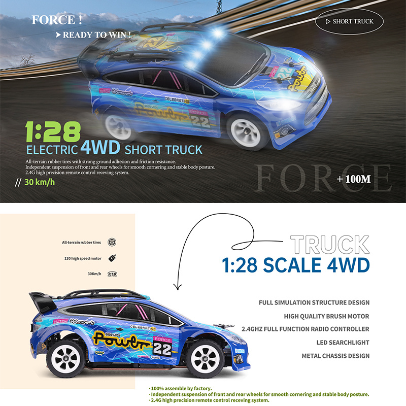 Wltoys 284010 Mini 1/28 RC Rally Car RC Drift Car Remote Control 30km/h 4WD  2.4G