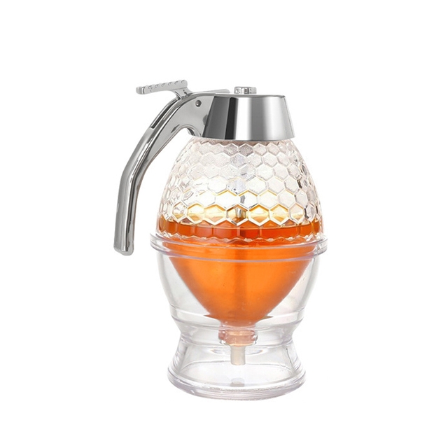 1pc honeycomb design abs honey dispenser   liquid sauce oil juice syrup jam storage jar with squeeze bottle kitchen bar organizer no electricity needed details 6