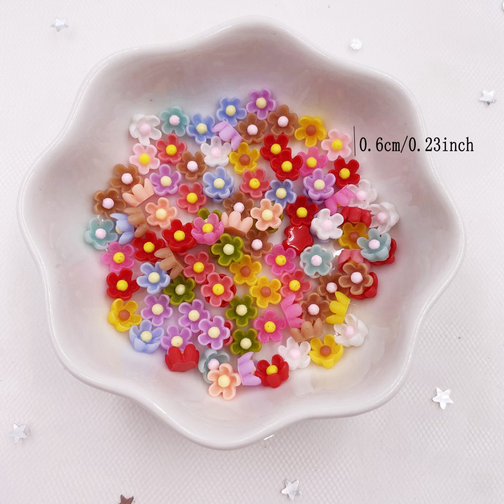 Resin 3d Colorful Mini Flower Gems Flatback Figurines - Temu