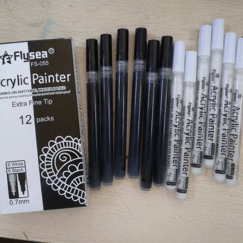 Flysea Paint Pens White Black Acrylic Marker Acrylic - Temu Germany