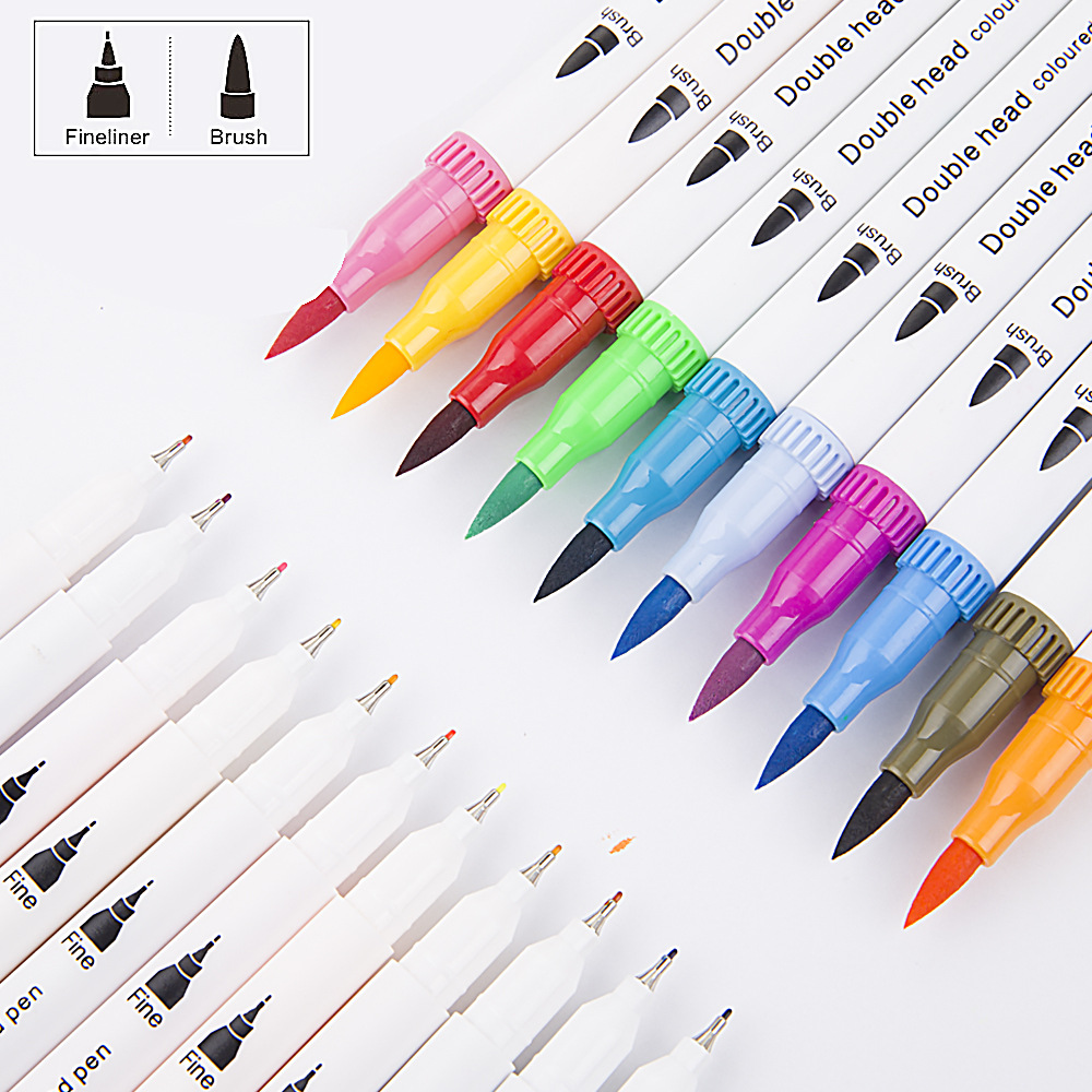 12colors Markers Double Ends Manga Art Brush Pen Set School Accessories  Lettering Markers Art Supplies Sketch Drawing Graffiti Safe Non-toxic - Temu