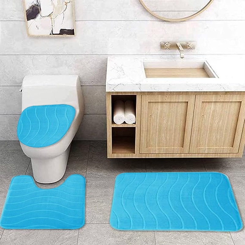 Solid color simple flat bathroom absorbent anti-slip memory foam