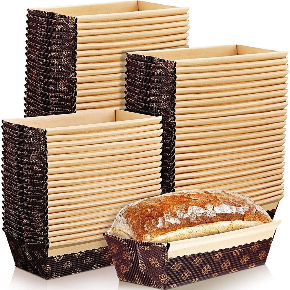 

25/50pcs Disposable Kraft Cake Boxes Baking Wedding Bread Tray Paper Loaf Pans Toast Box Cake Box Food Containers