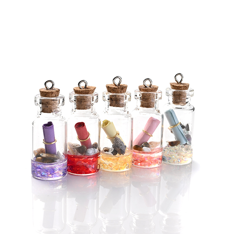 2PCS Mini botellas de color de vidrio con tapón de corcho pequeñas botellas  regalo pequeños frascos que desean botellas, rosa