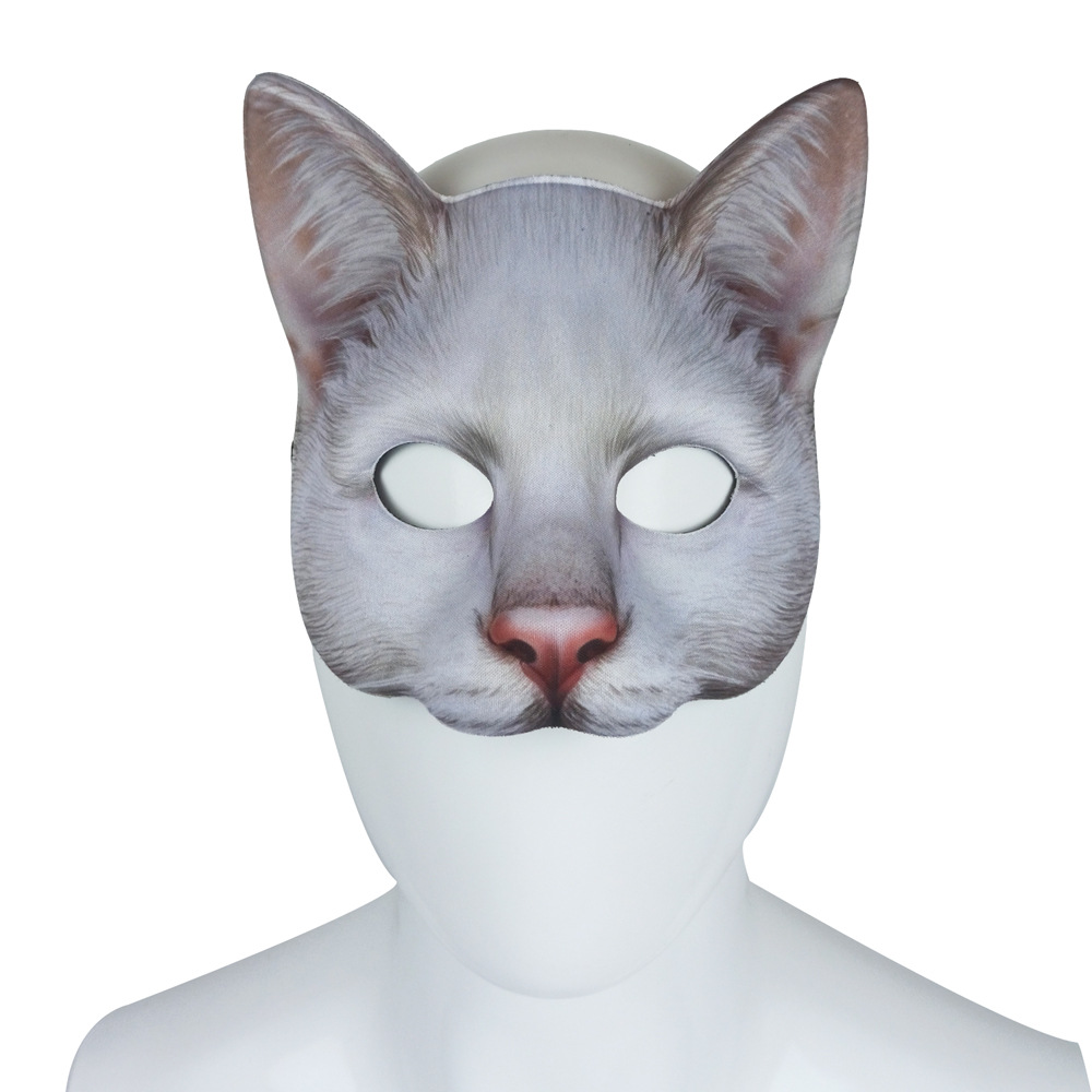 Cat Mask Animal Half Face Mask Fancy Dress Animal Tabby Mask Animal Cat Head Mask Halloween Novelty Costume Party Accessory, Women's, Size: 18