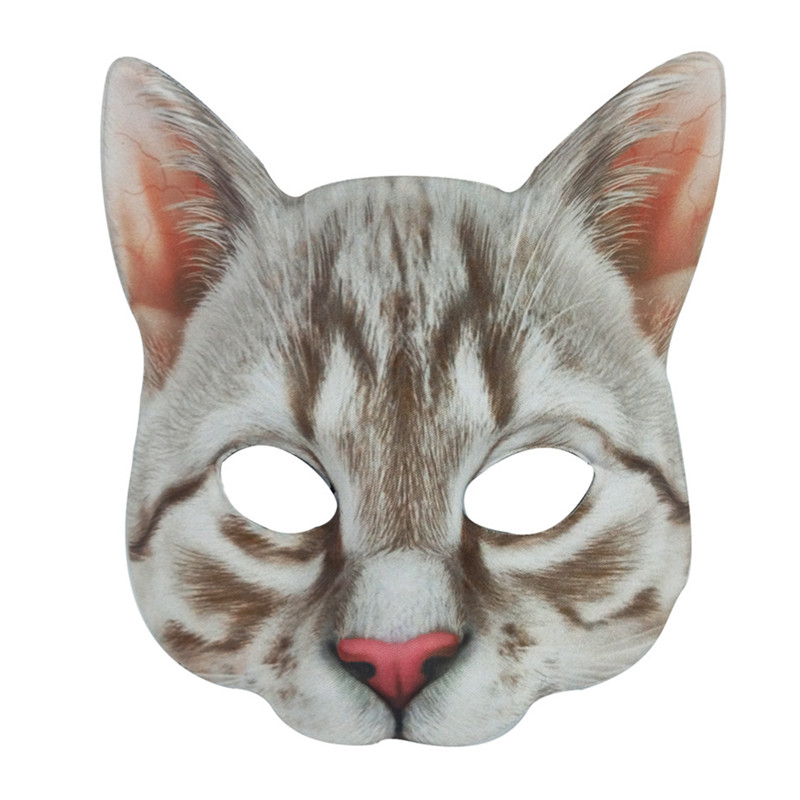 Máscara Animales Simulados Halloween Máscara Media Cara Gato - Temu