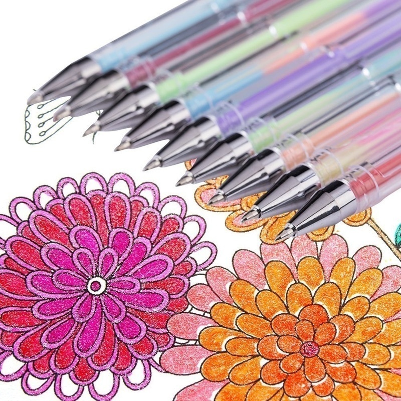 12 Pcs Drawing Gel Ink Pens, Colored Gel Pens Fine Point, 0.5mm,, Assorted  Color For Journaling, Adult Coloring, Notetaking, School, Office & Home Use
