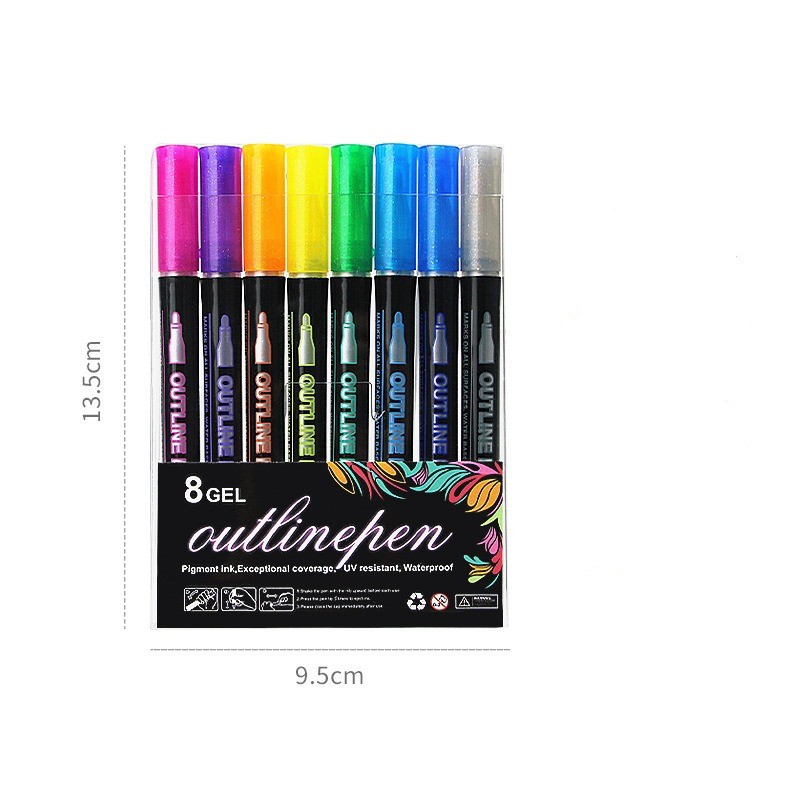 8/12/24/36 Color Double Line Outline Art Pen Marker Pen Diy
