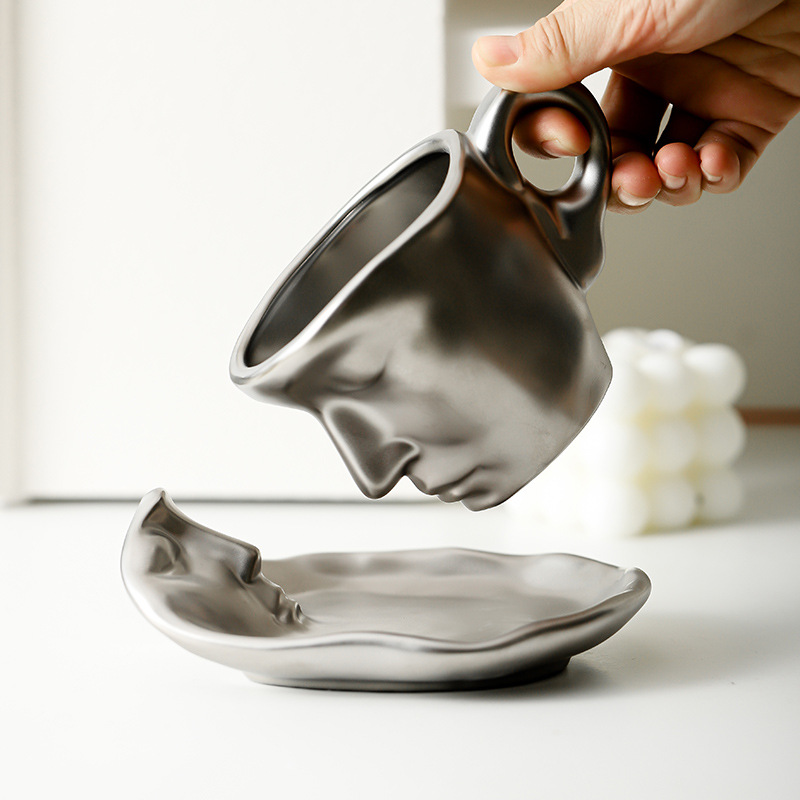 Unique Ceramic Kiss Espresso Cup Metal Face Coffee Cup - Temu