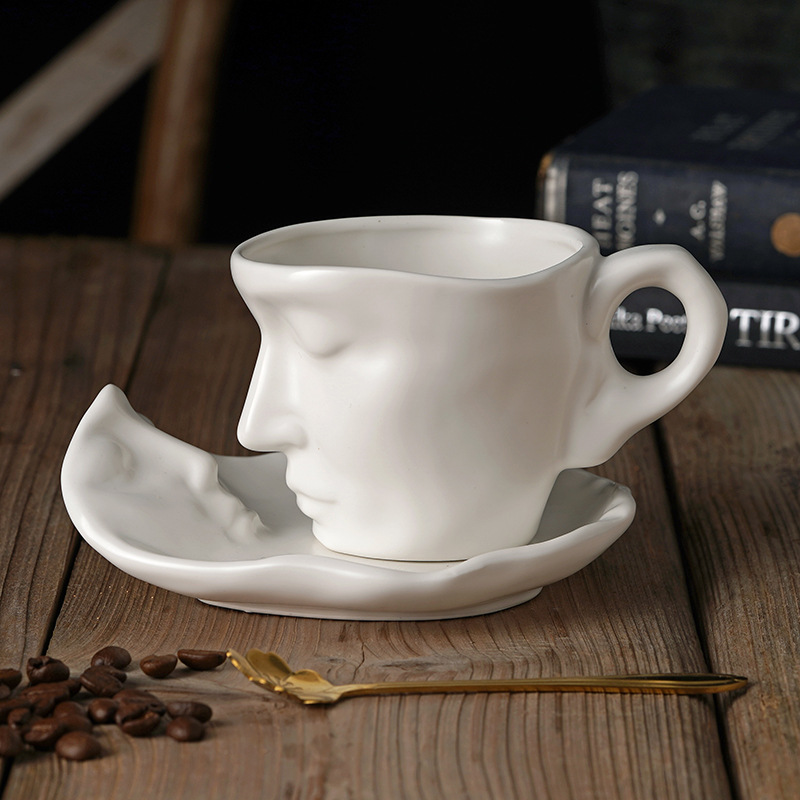 Unique Ceramic Kiss Espresso Cup Metal Face Coffee Cup - Temu