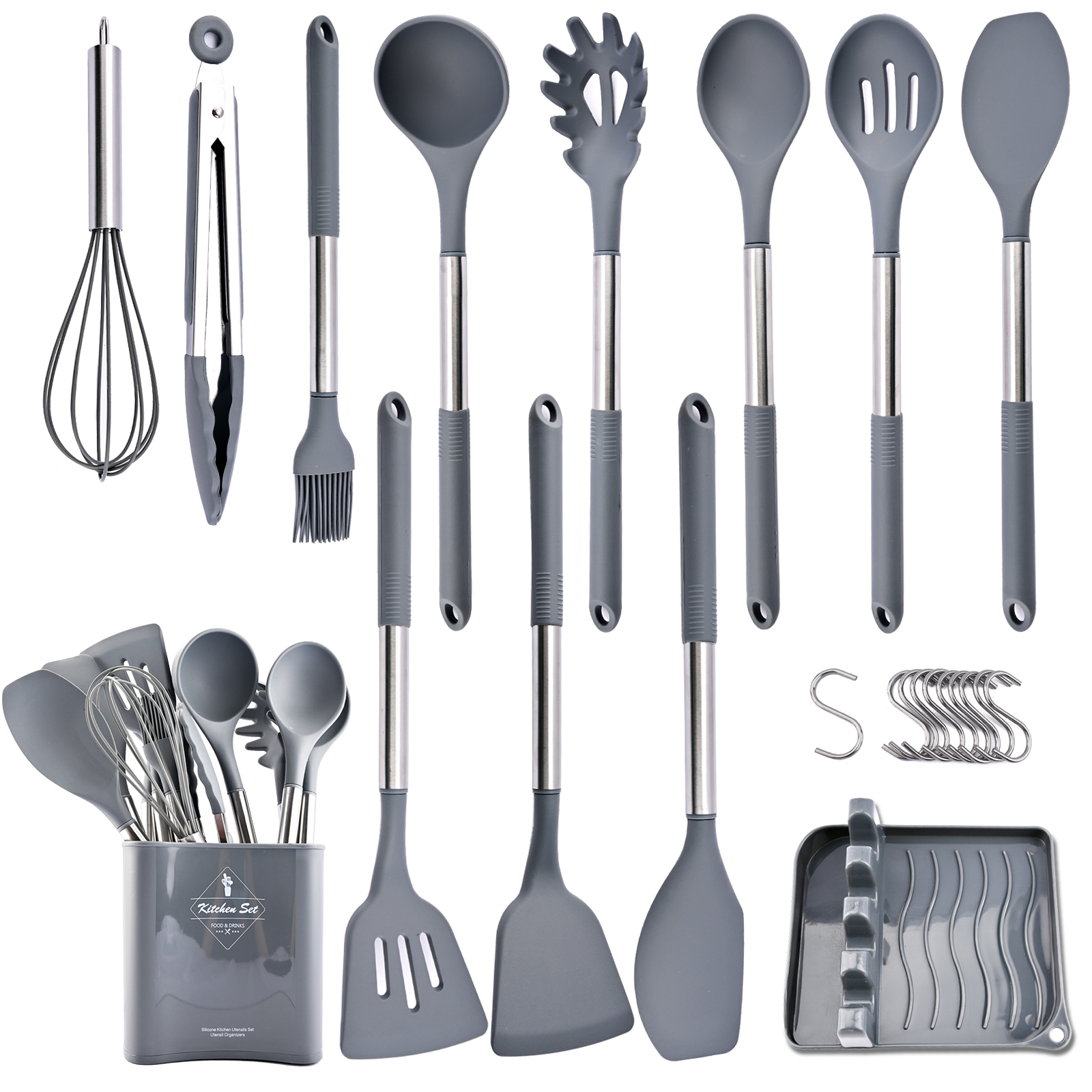 Utensilios de Cocina U Chef Juego Integral de  Espátulas/Cucharones/Pinzas/Medidores de Madera