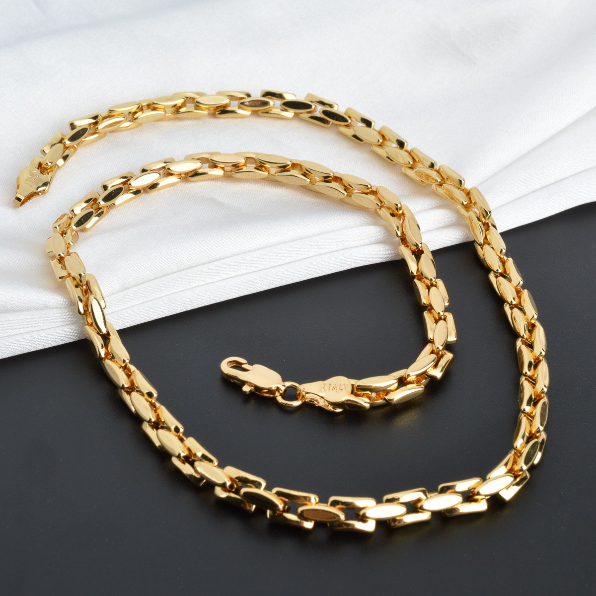 Golden Link Chain Necklace For Men And Women Durable Copper - Temu