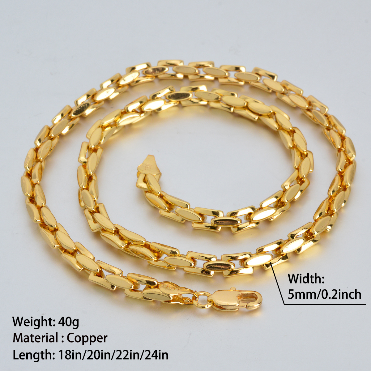 Golden Link Chain Necklace For Men And Women Durable Copper - Temu
