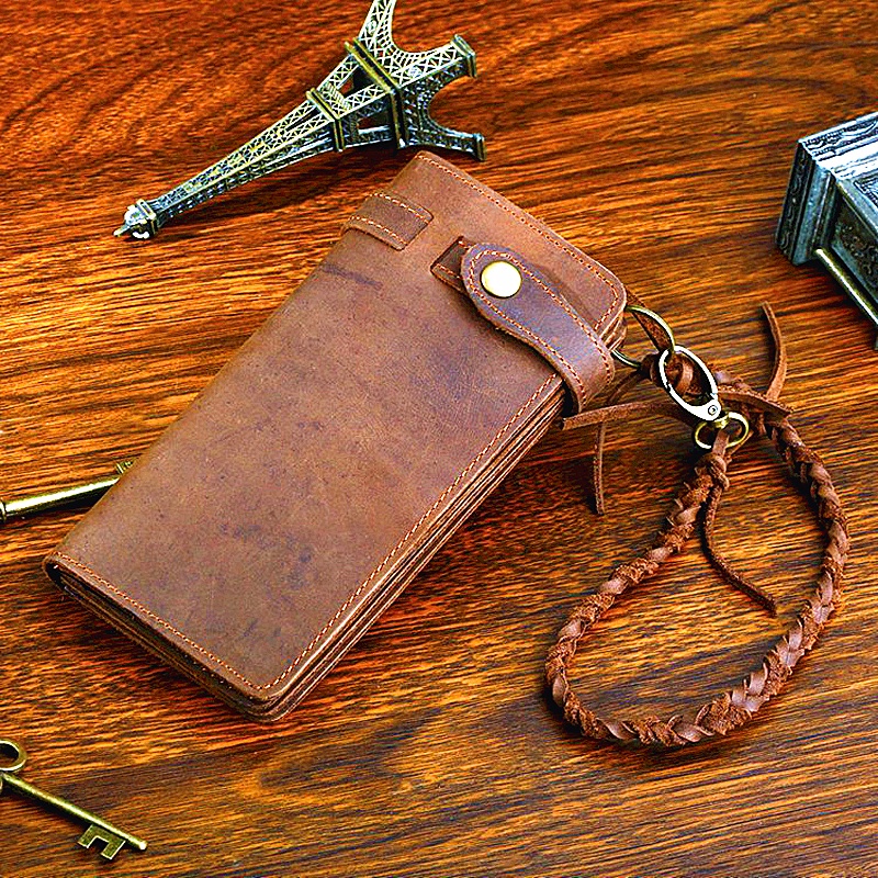 Genuine Leather Vintage Keychain Organizer Zipper Wallets