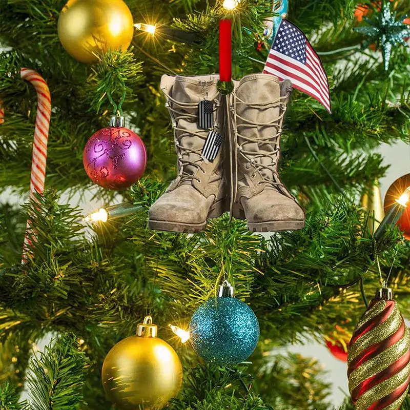1pc, American Flag Combat Boots Acrylic Decoration Car Interior Hanging  Ornaments Christmas Tree Ornaments Gifts For Relatives Friends Necklace,  Scene
