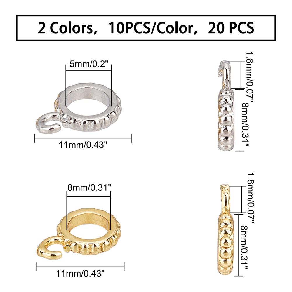 Barrel Brass Hanger Links 2 Colors Golden Silver Bail Bead - Temu