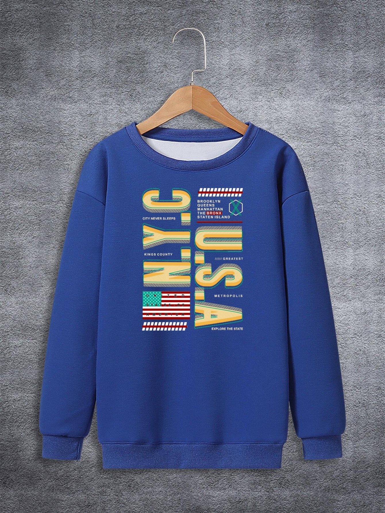 New York Blue And Orange Mens Pullover Hoodie by KINGS OF NY