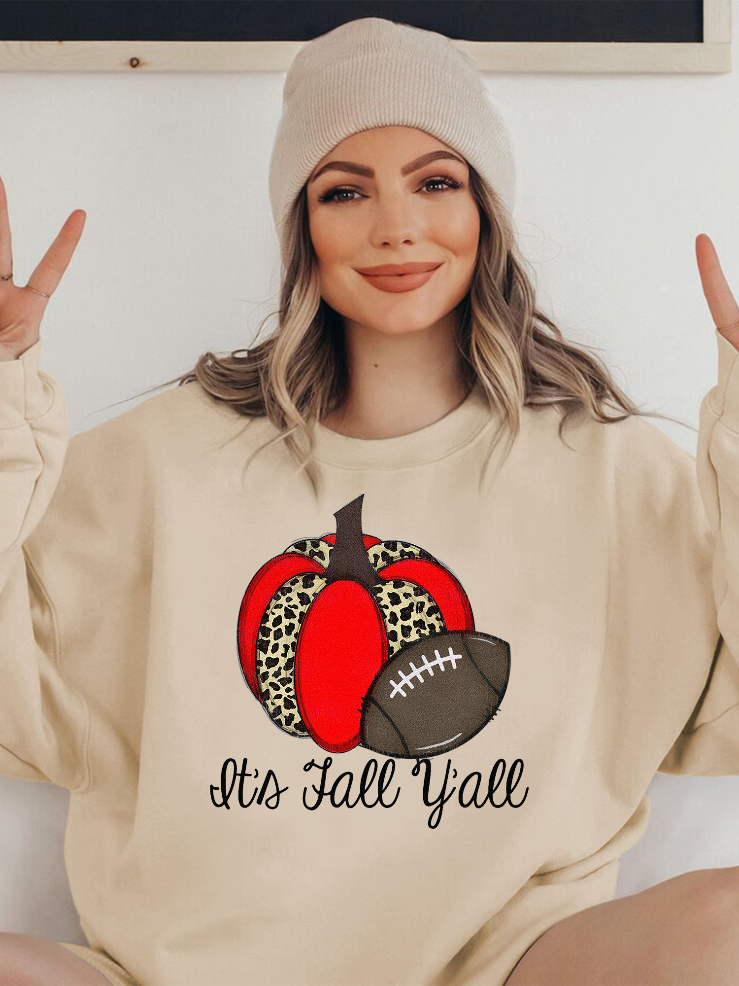 Leopard Pumpkin Rugby Print Sweatshirt Versatile Long Sleeve Temu New