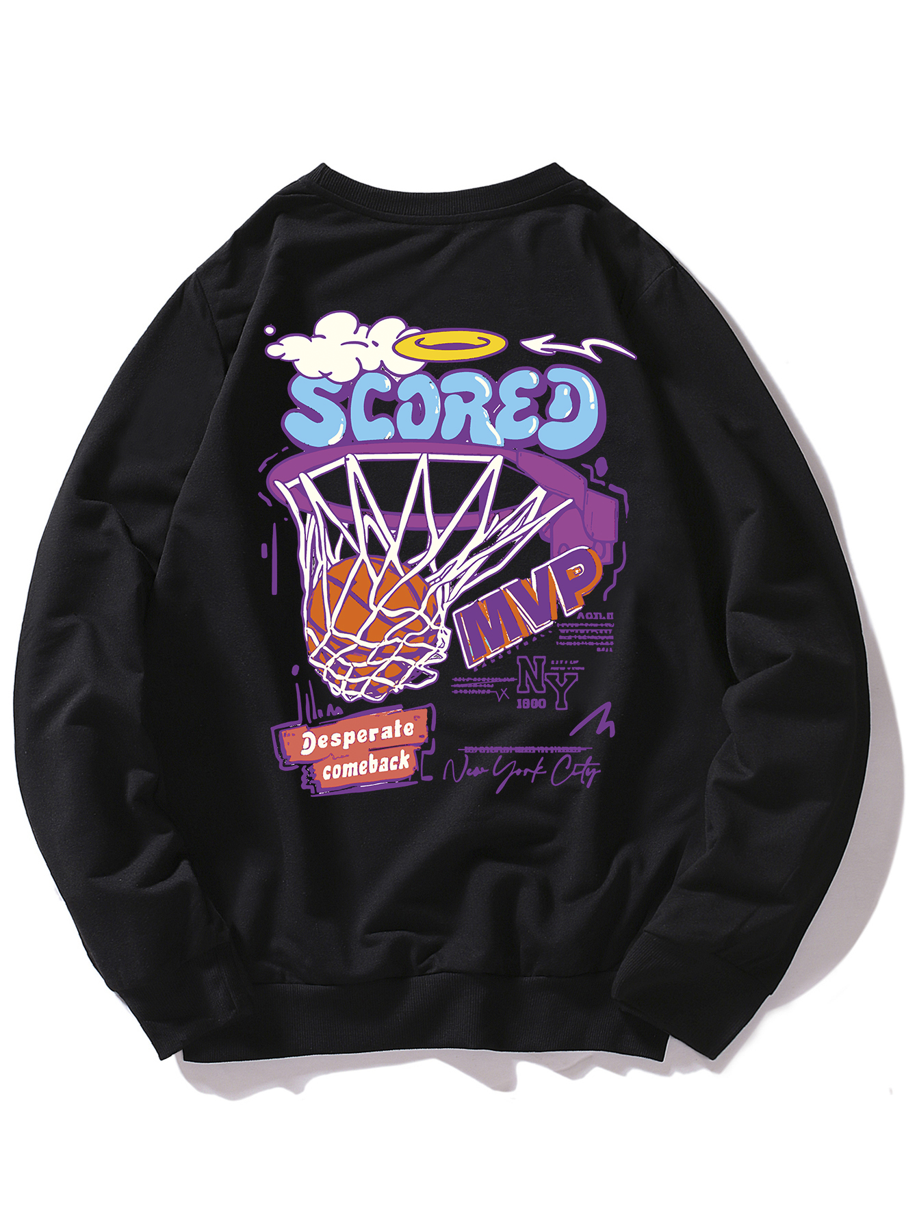 Basketball And Letter Pattern Men's Trendy Graphic Sweatshirt For