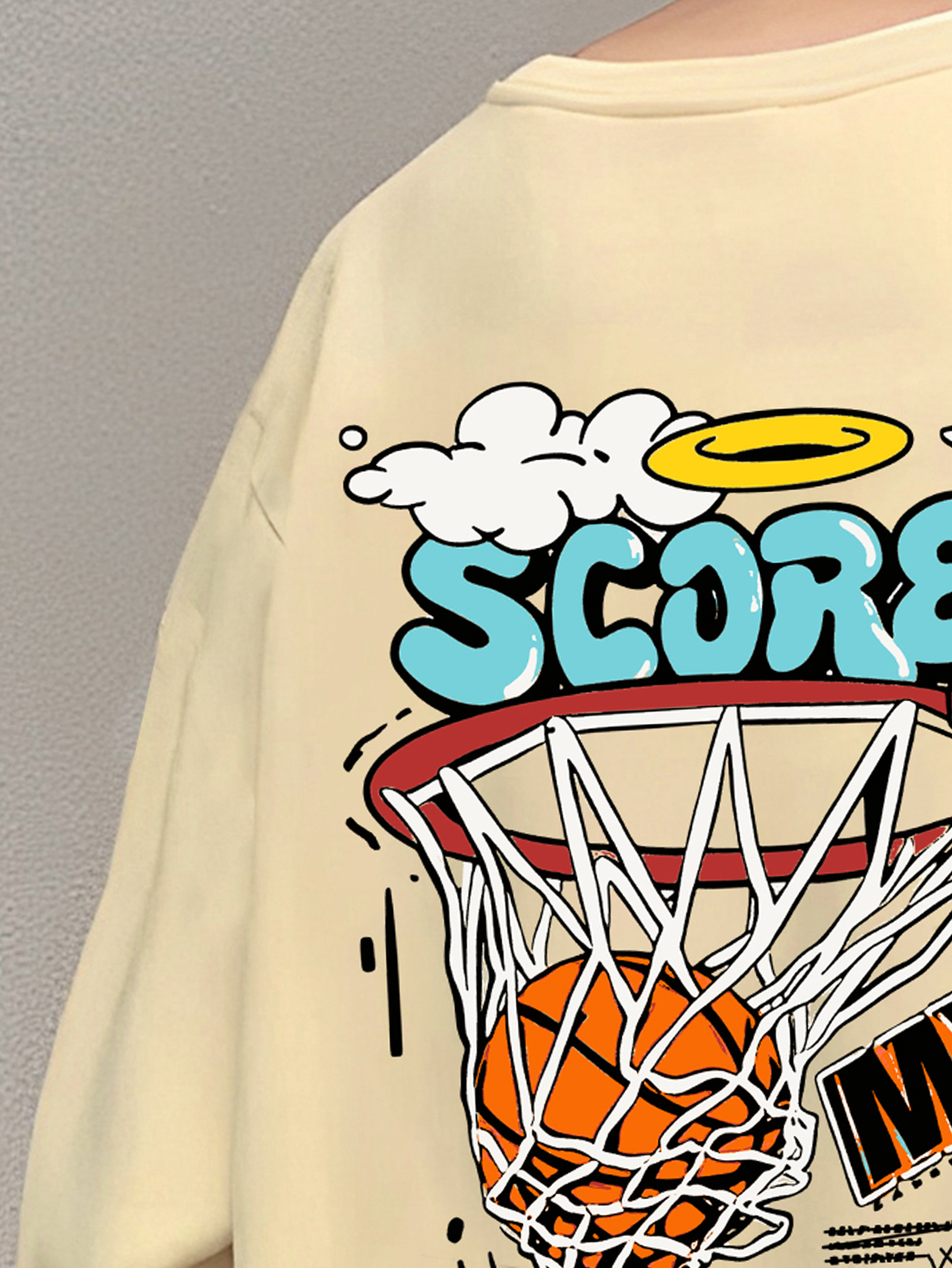 Basketball And Letter Pattern Men's Trendy Graphic Sweatshirt For