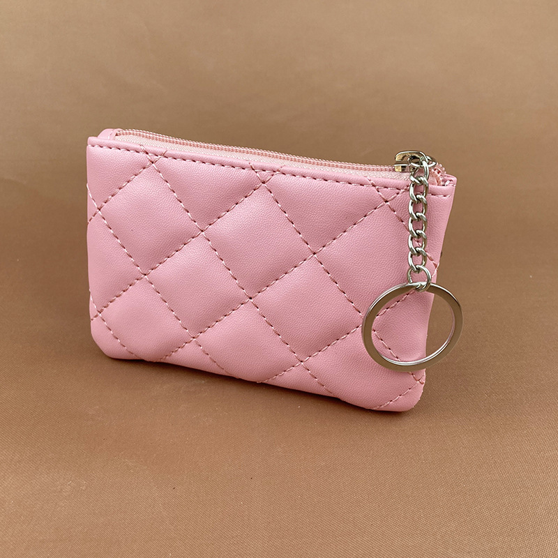 Mini Quilted Credit Card Holder Short Small Coin Purse Women's