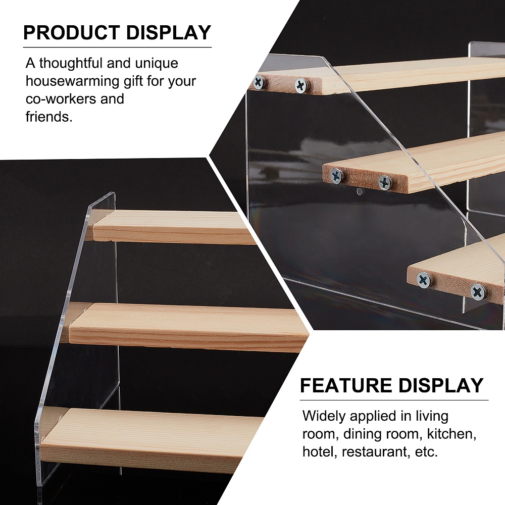 3 step Acrylic Clear Display Tiered Shelf Wood Stands - Temu United Kingdom