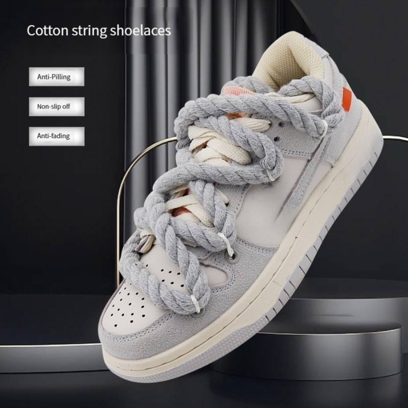 1 Pair Thick Twisted Rope Shoelaces, Material, Anti-Pilling, Non-Slip, Easy to Tie, for High-Top Sneakers, Hiking Shoes, Athletic Casual Footwear, Canvas Shoes, Hightop Sneaker Accessories | Decorative Laces | Durable Shoelaces, Shoe Accessories