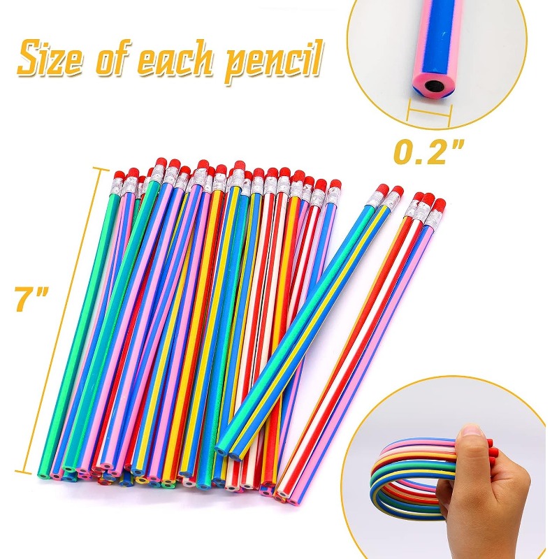 Flexible Pencils Soft Novelty Pencil Multi Colored Striped - Temu