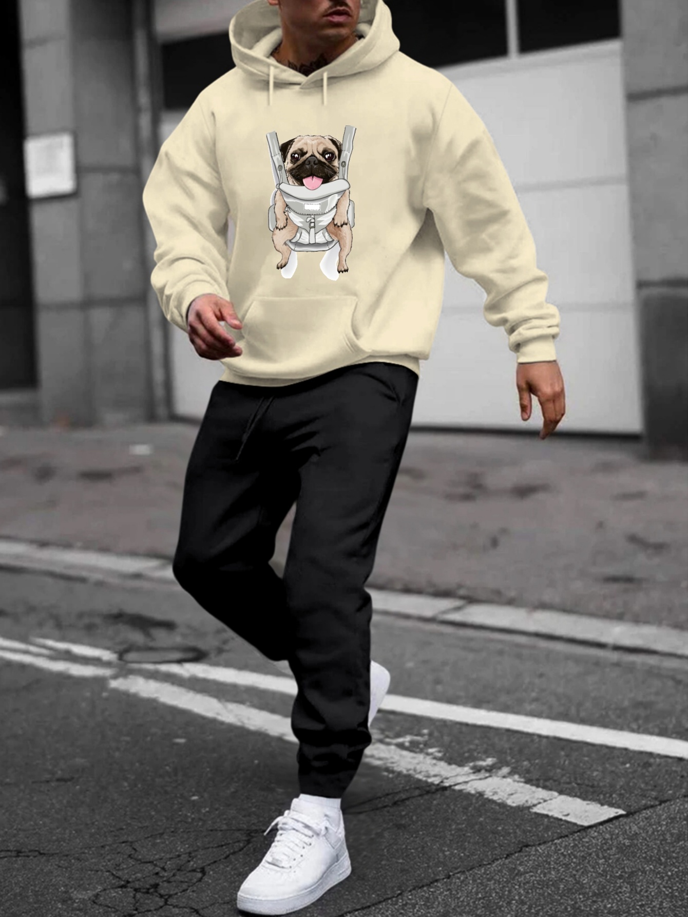 Cute Dog Print, Men's Outfits, Casual Hoodies Long Sleeve Pullover Hooded  Sweatshirt And Sweatpants Joggers Set For Spring Fall, Men's Clothing - Temu