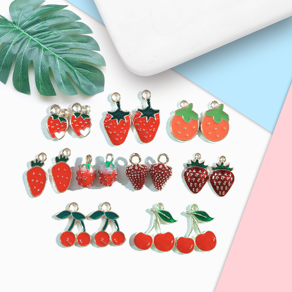 Adorable Fruit Series Pendants Alloy Enamel Pendants Charms - Temu