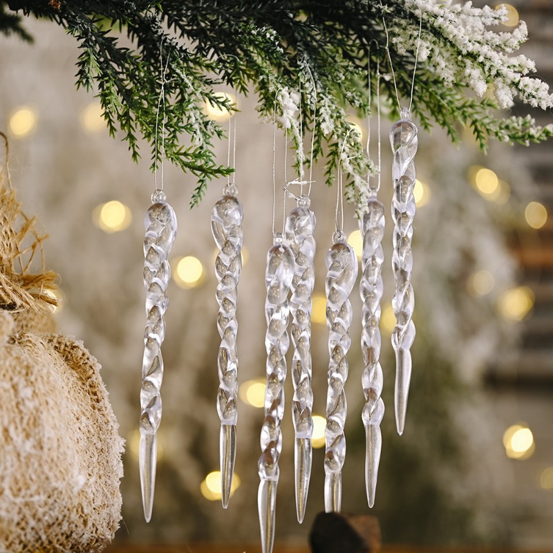  18 adornos de Navidad de cristal para decoraciones de árbol de  Navidad, adornos acrílicos colgantes de copo de nieve y carámbano con  colgantes de gota para árbol de Navidad, Año Nuevo