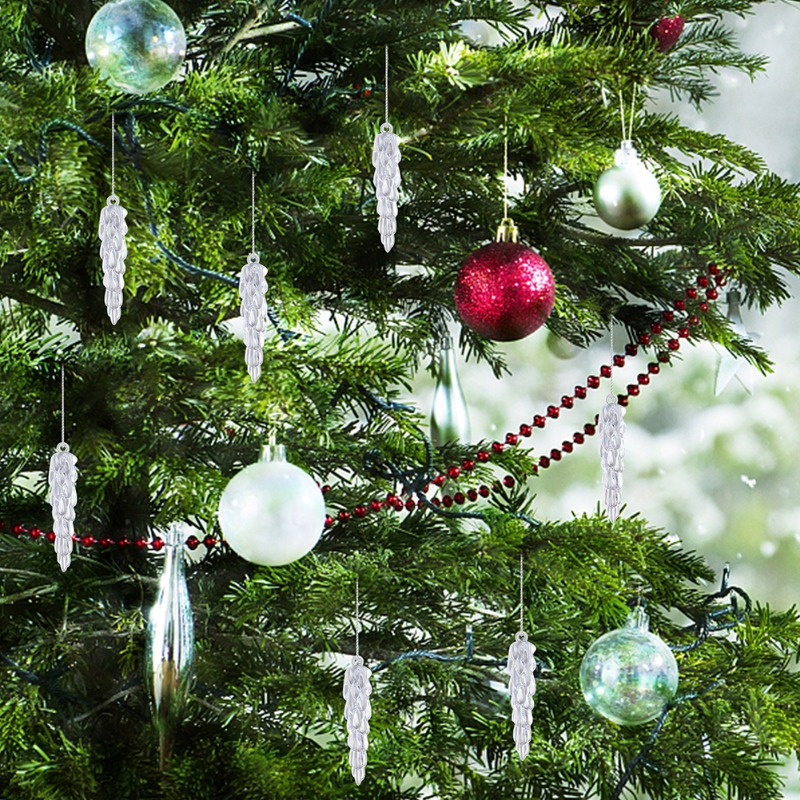  18 adornos de Navidad de cristal para decoraciones de árbol de  Navidad, adornos acrílicos colgantes de copo de nieve y carámbano con  colgantes de gota para árbol de Navidad, Año Nuevo