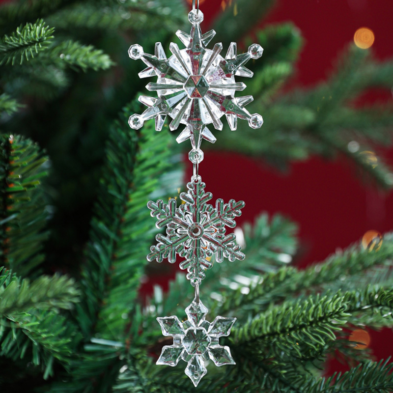 Pendentif flocon de neige en cristal de cristal ornement de Noël, ornement  suspendu avec chaîne à bretelles, champagne