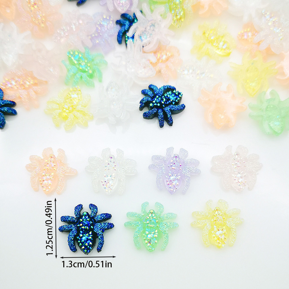 Halloween Colorful Unique Mini Shiny Spider Resin Charms For - Temu