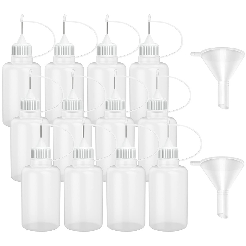 10Pcs Fine Tip Glue Bottles Applicator Bottle for DIY Crafts Paper Quilling  White 