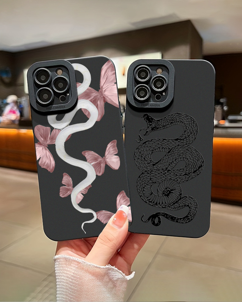 Snake Pattern Liquid Silicone Mobile Phone Case Full body - Temu