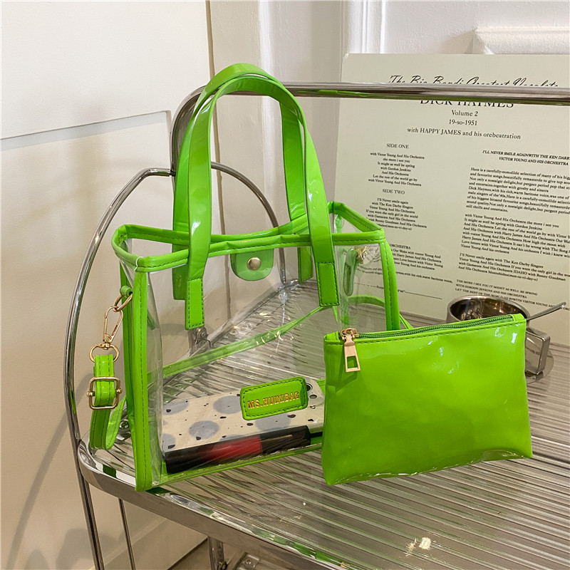 Trendy Bags for Women PVC Clear Summer Jelly Bag Transparent Stadium  Approved Simple Designer Chain Shoulder Crossbody Bags Tote