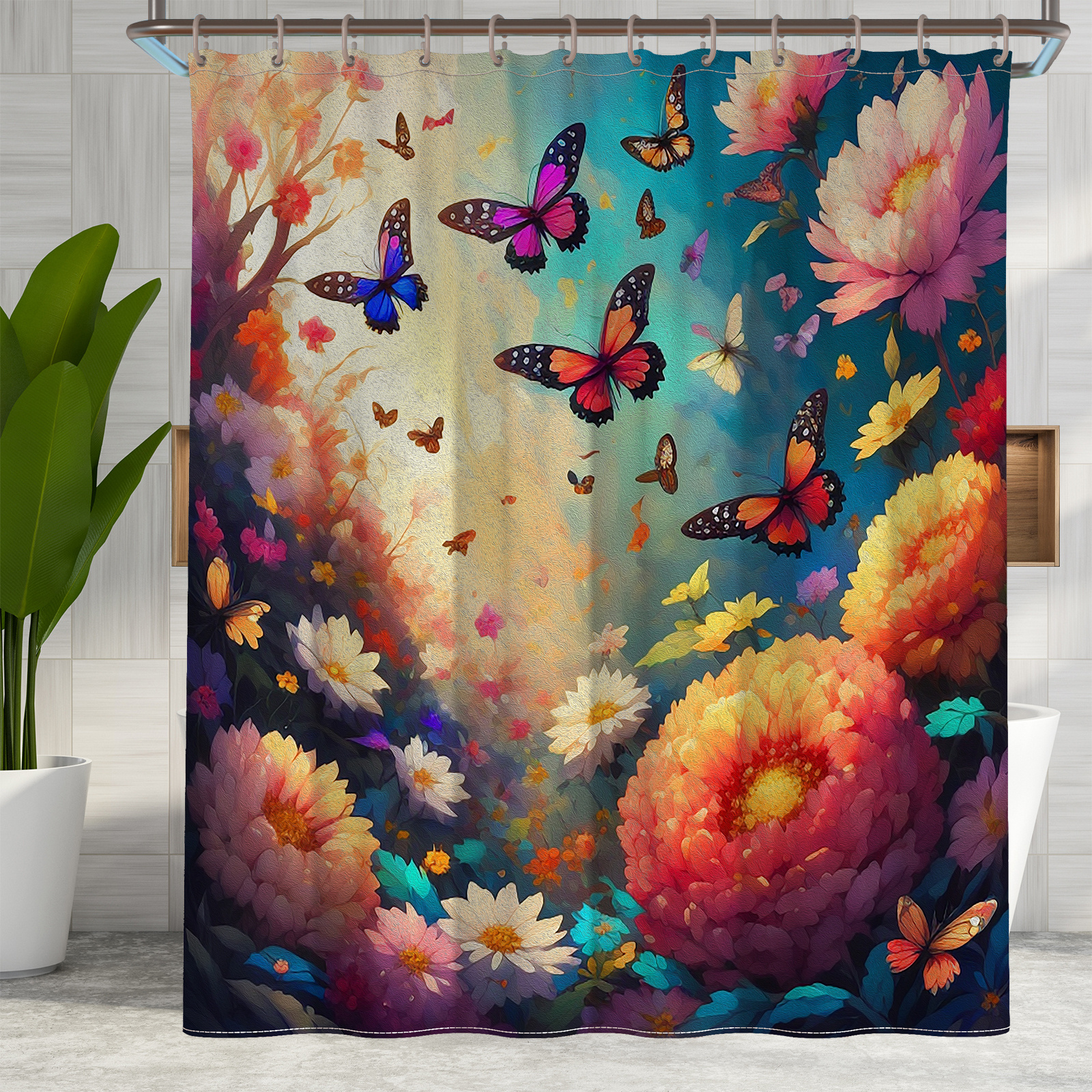 Bohemian Shower Curtains Colorful Butterflies Beautiful - Temu