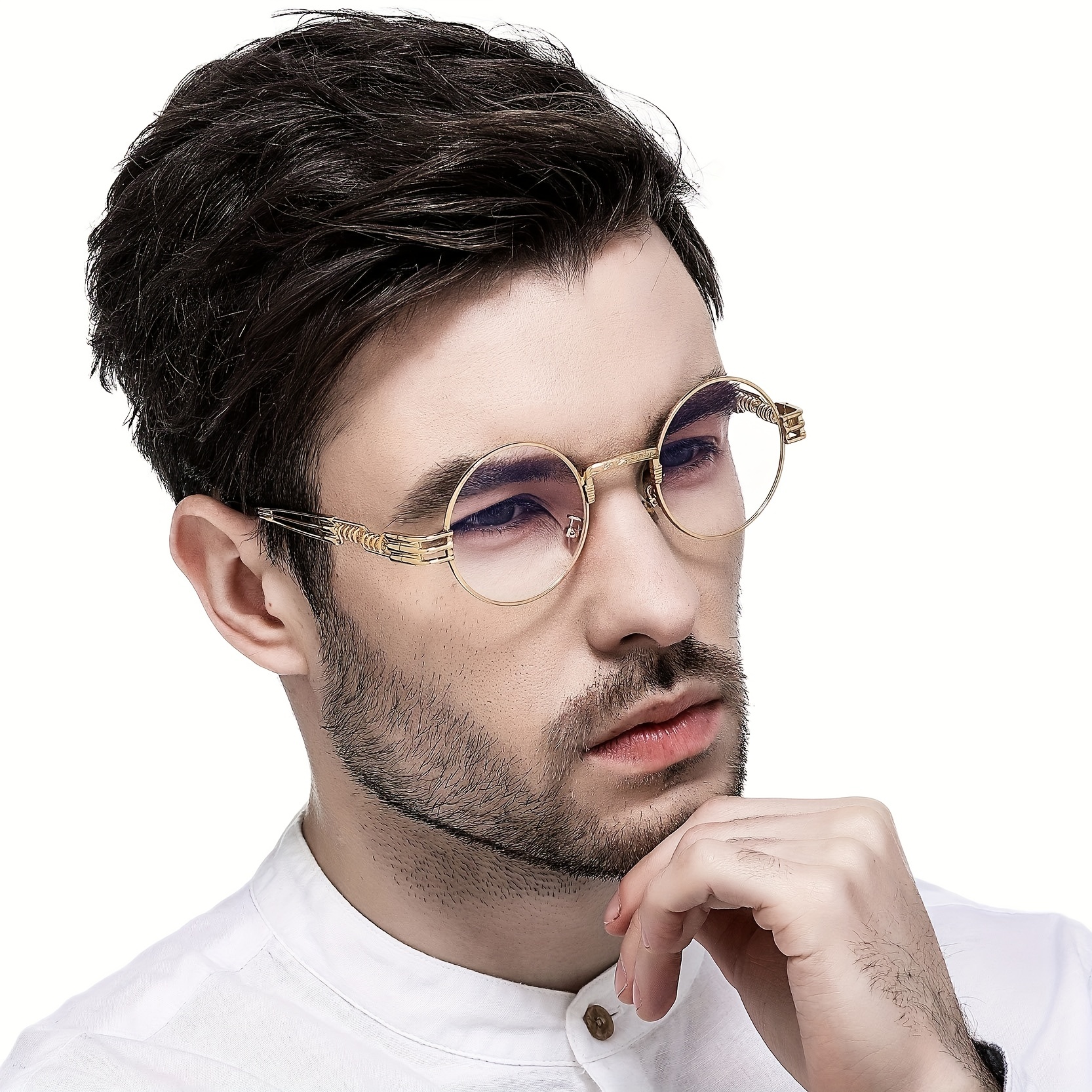 Mens round clear outlet lens glasses